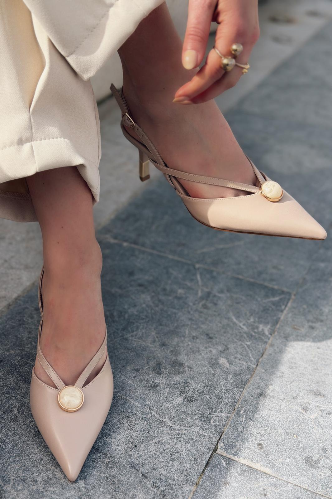 Lorisse Nude Faux Leather Women's Stilettos