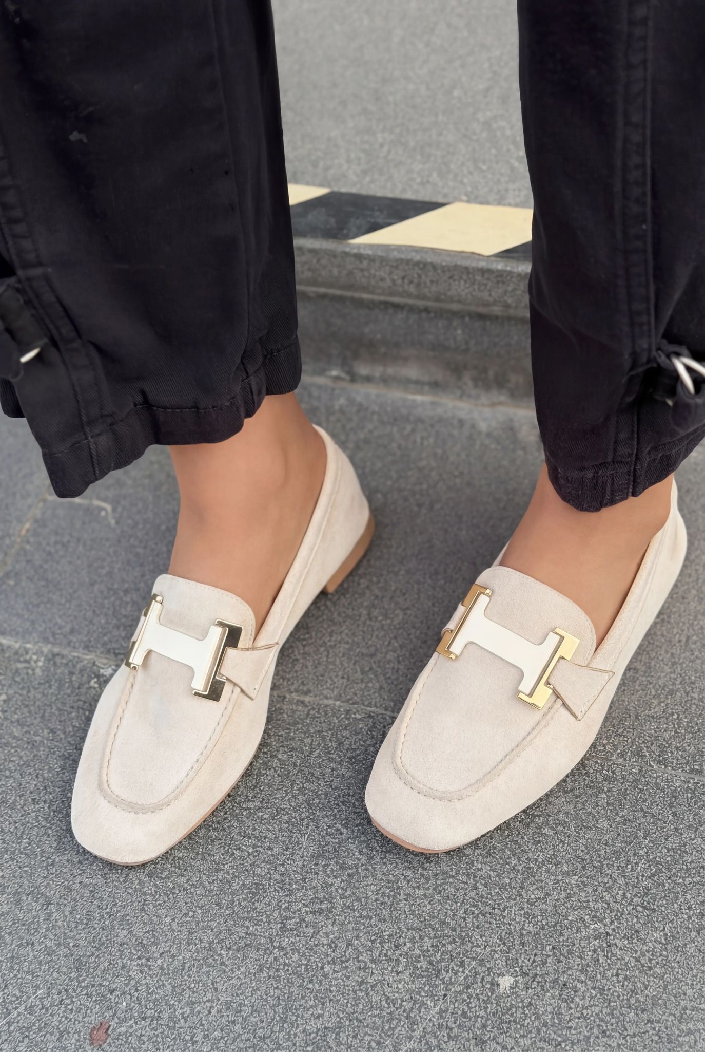 Elara Beige Suede Women's Loafers