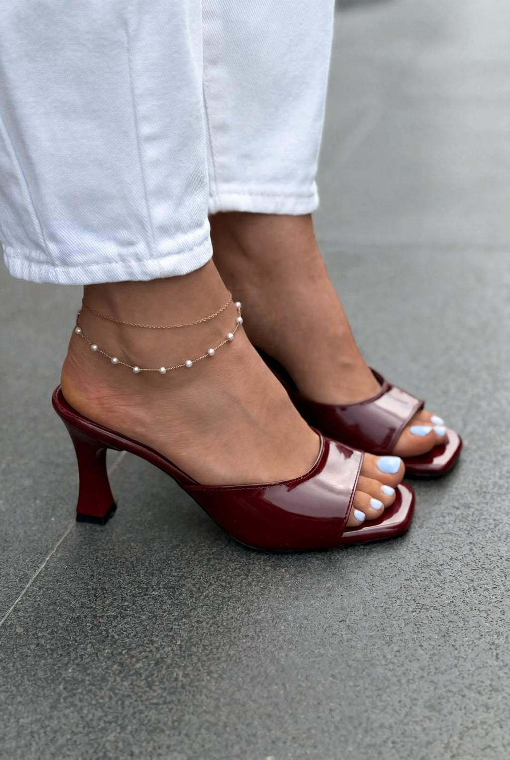 Arinor Burgundy Patent Faux Leather Women's Pumps