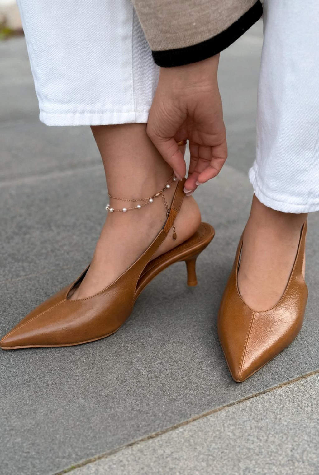 Navore Tan Crinkled Faux Leather Women's Stilettos