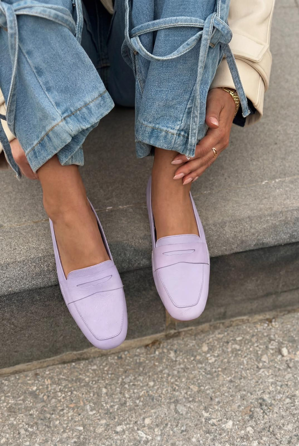 Melniel Lilac Genuine Leather Women's Loafers