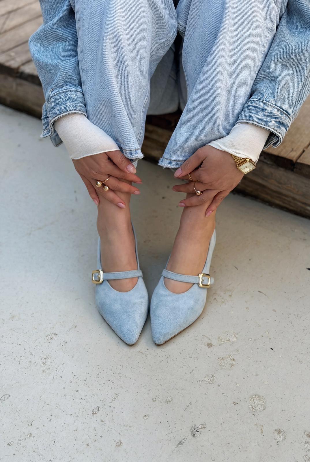 Karden Baby Blue Suede Women's Stilettos
