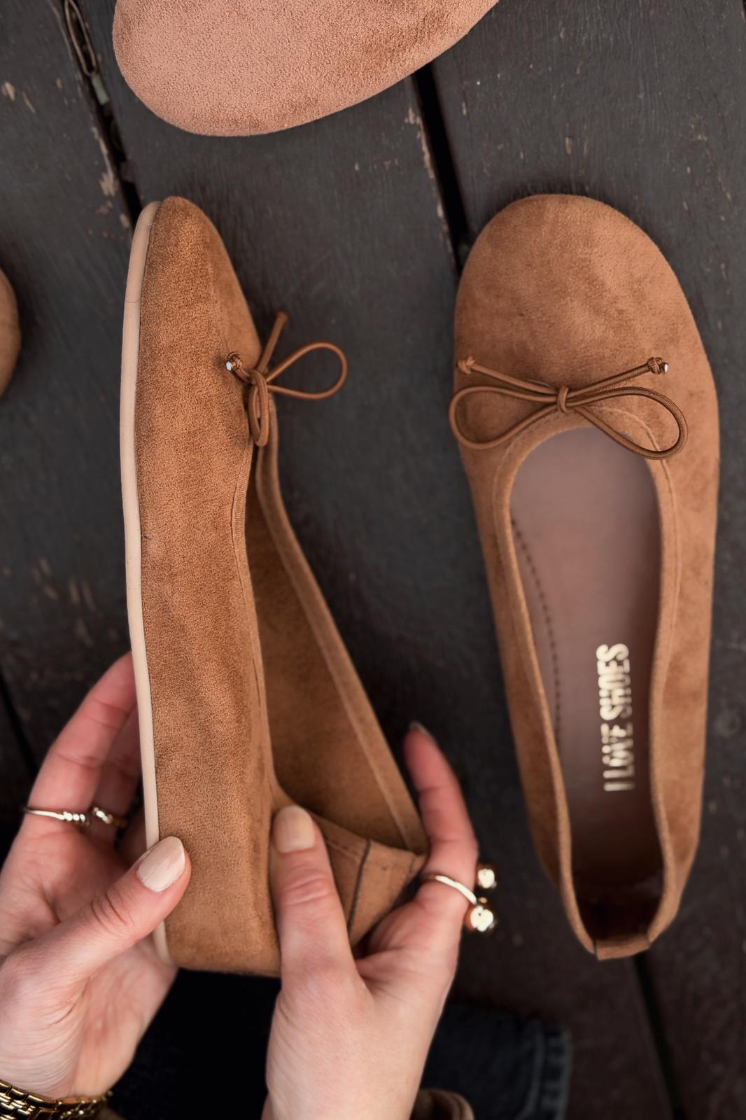 Stellor Tan Suede Women's Wedge Heel Flats