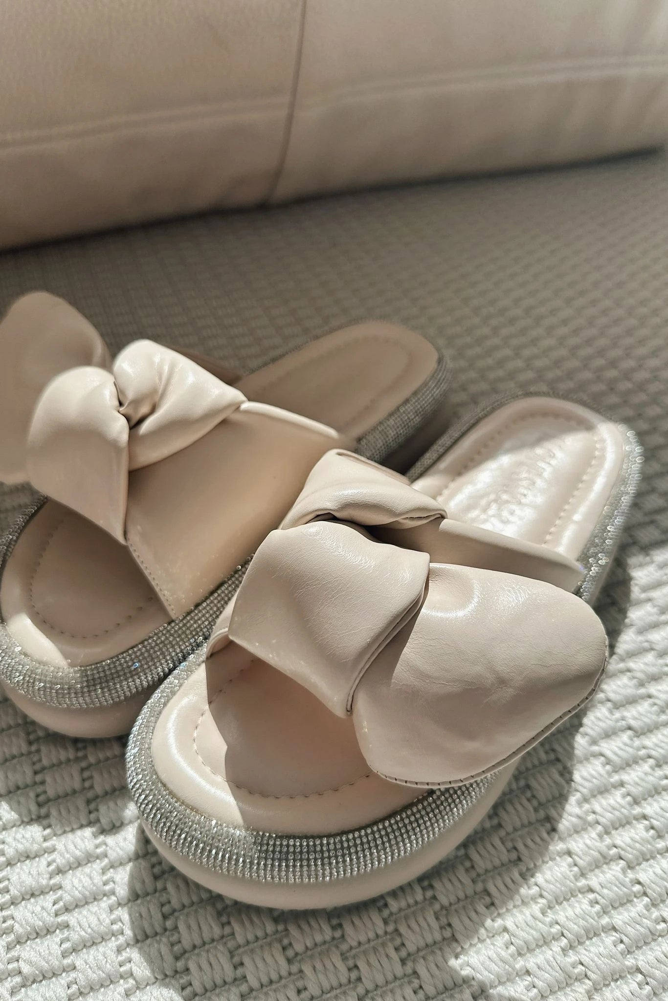 Monnet Beige Faux Leather Women's Mules