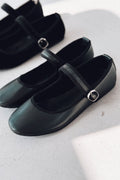 Vosinta Black Faux Leather Women's Mary Jane Flats