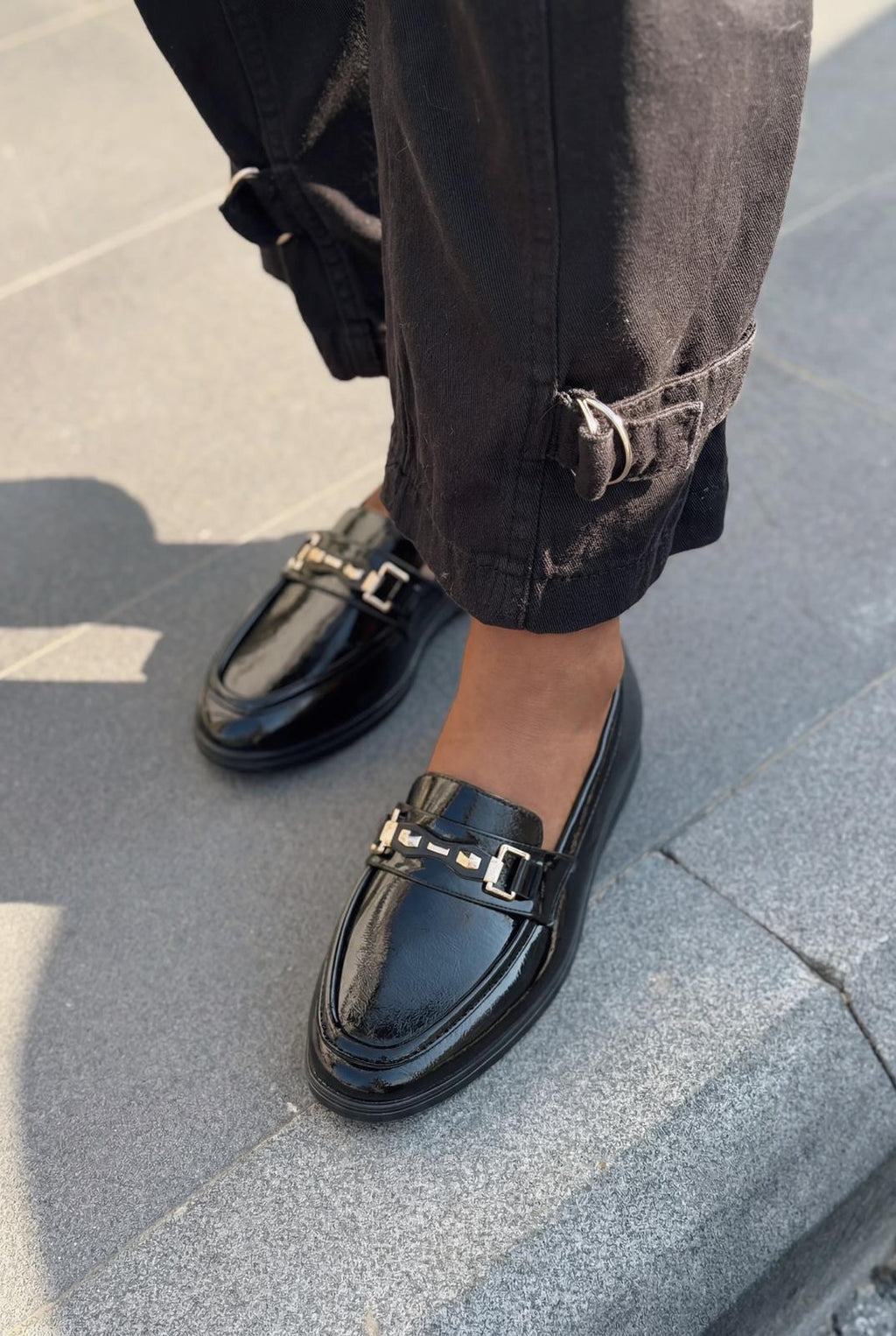 Toler Black Patent Faux Leather Women's Loafers