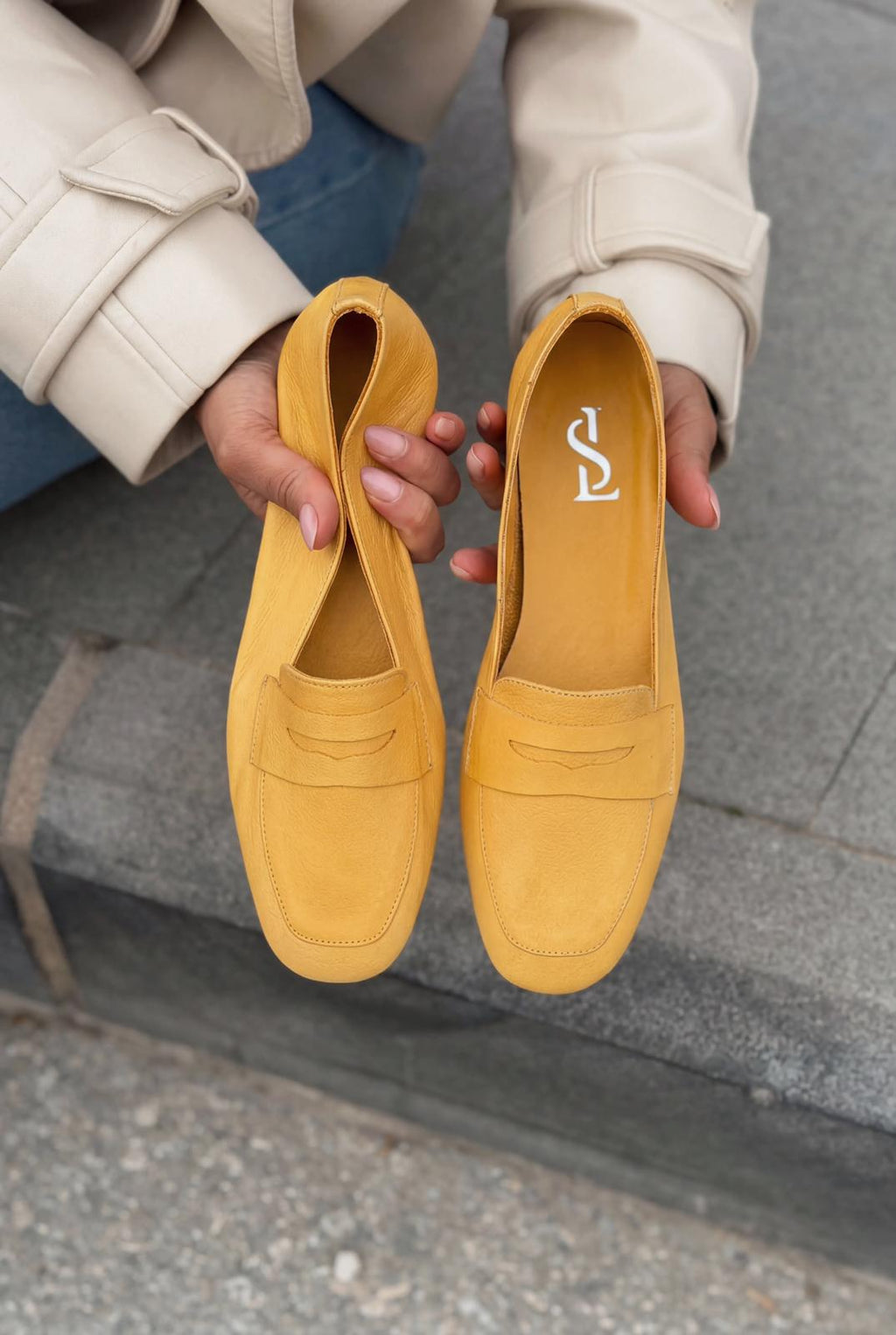Melniel Yellow Genuine Leather Women's Loafers