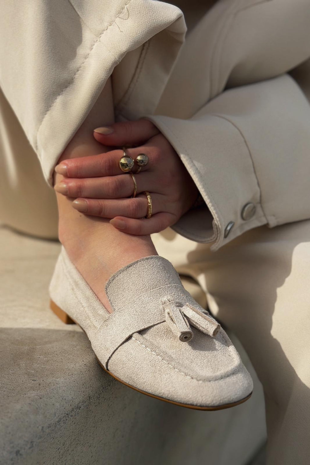 Olena Beige Suede Women's Loafers