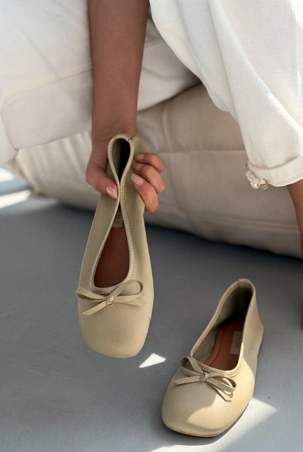 Telion Khaki Genuine Leather Women's Flats