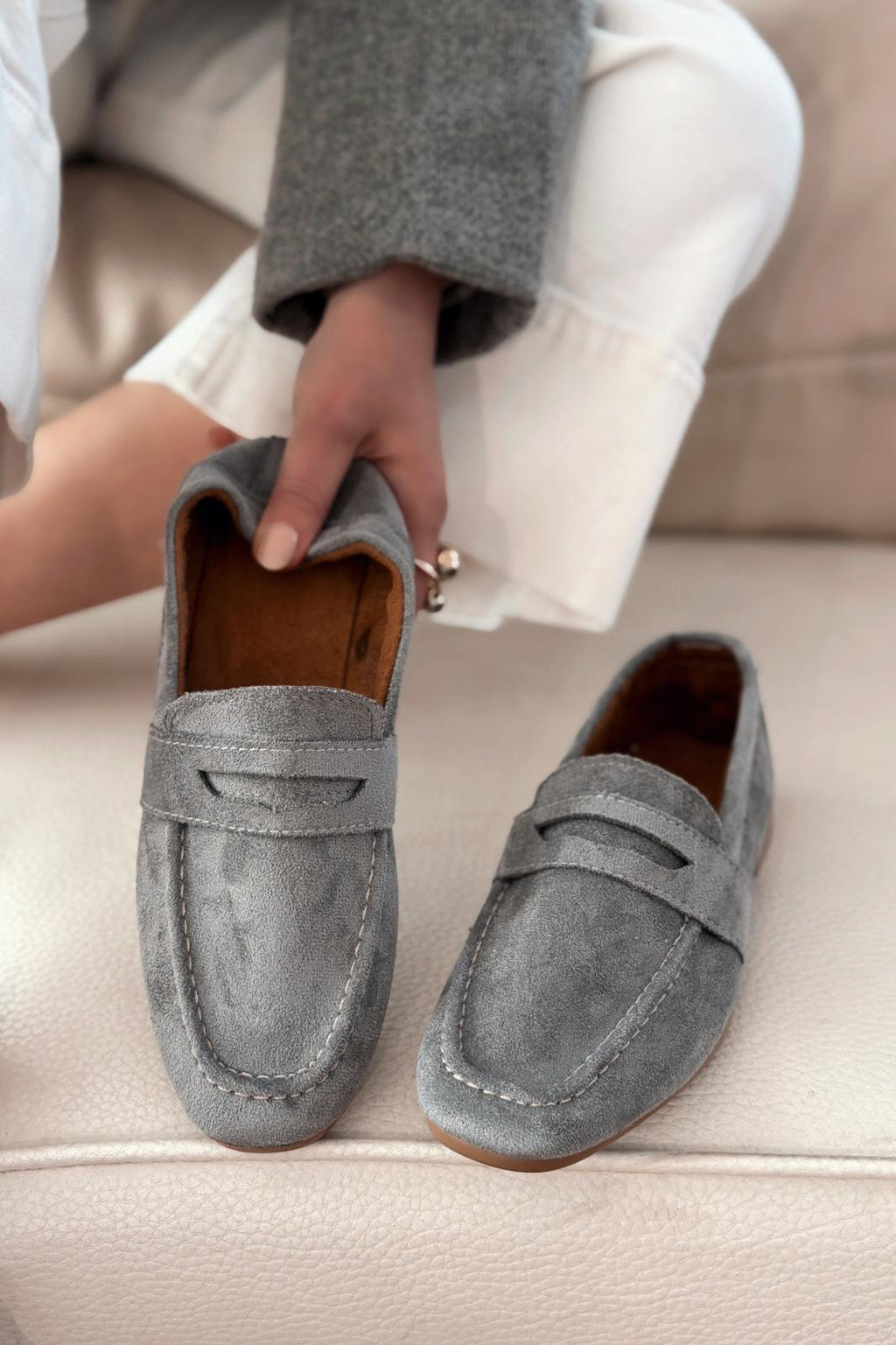 Orvino Gray Suede Women's Loafers