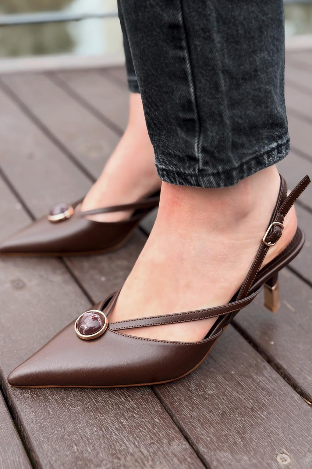 Lorisse Light Brown Faux Leather Women's Stiletto