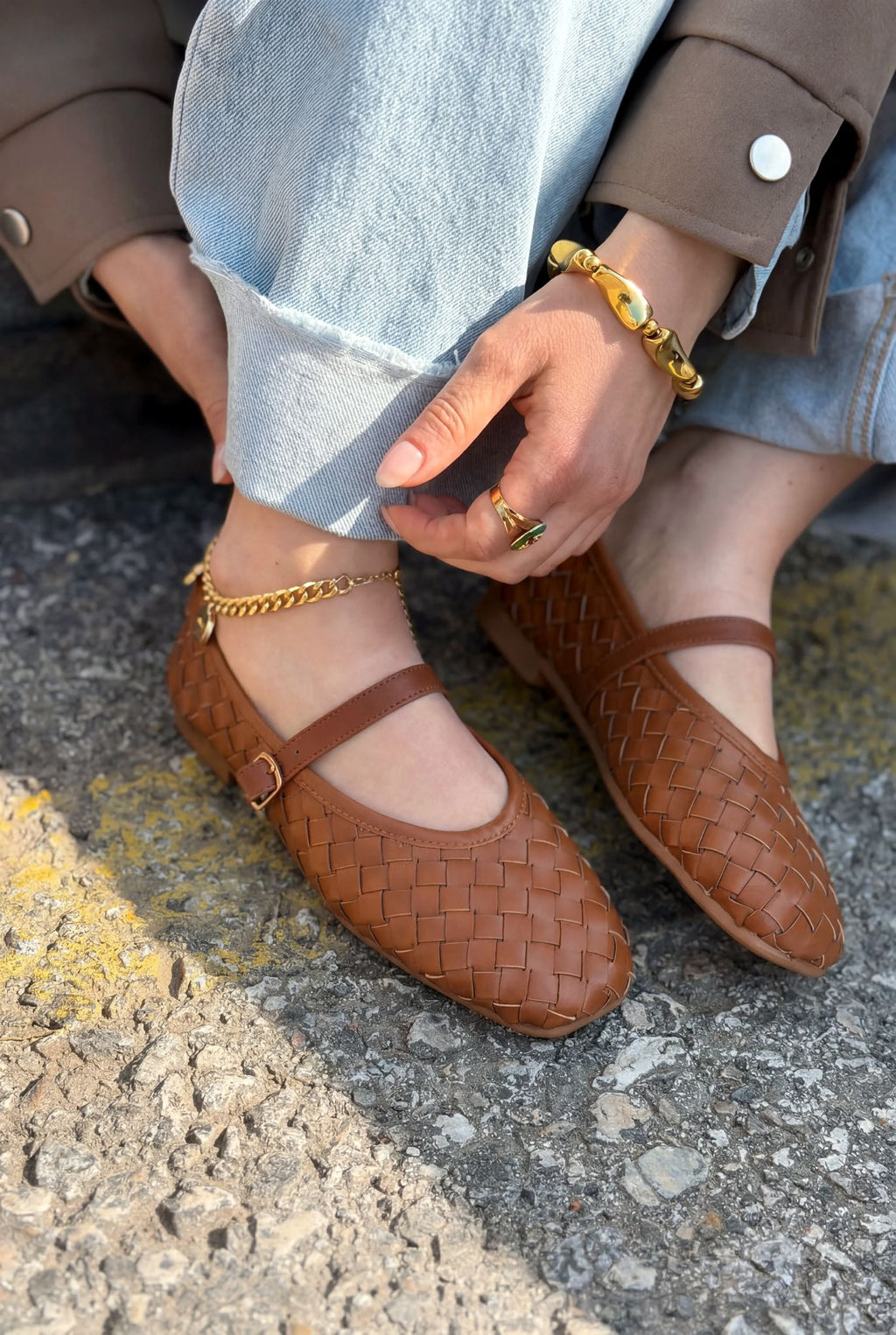 Roselle Tan Faux Leather Women's Flats