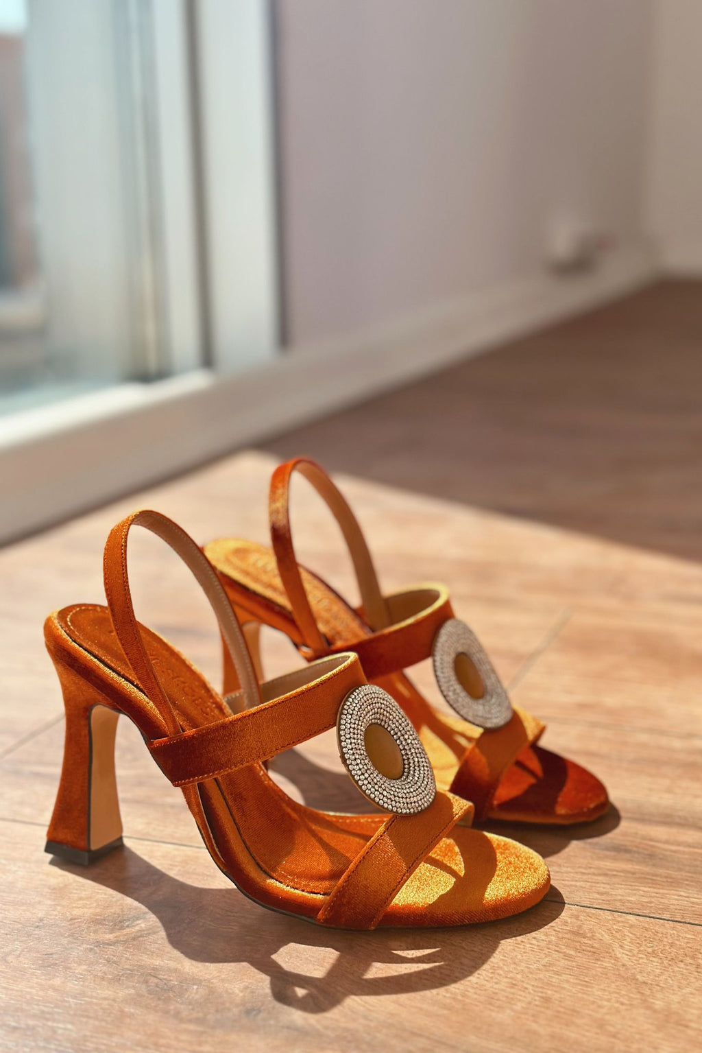 Poved Orange Velvet Women's Pumps