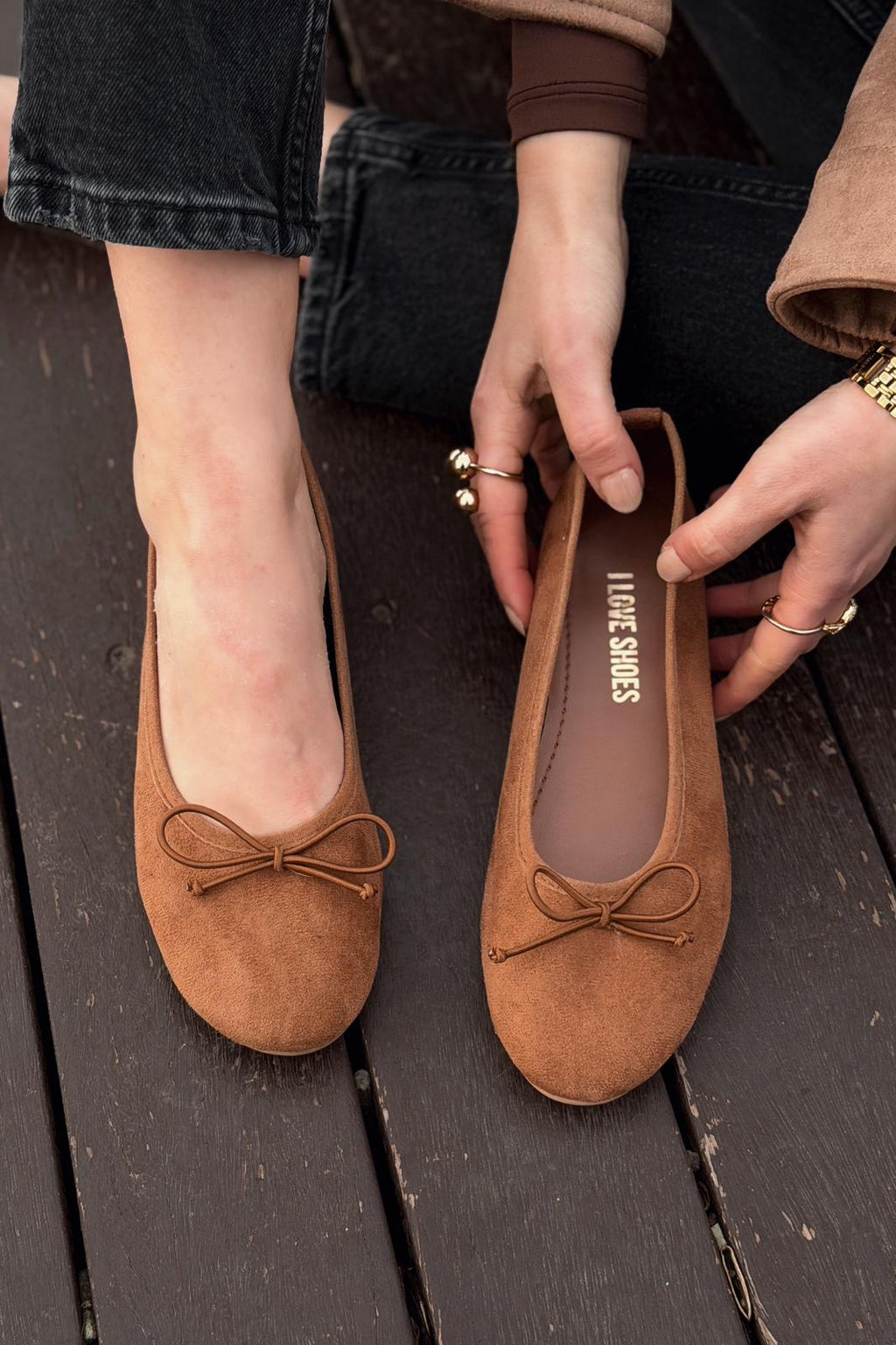 Stellor Tan Suede Women's Wedge Heel Flats