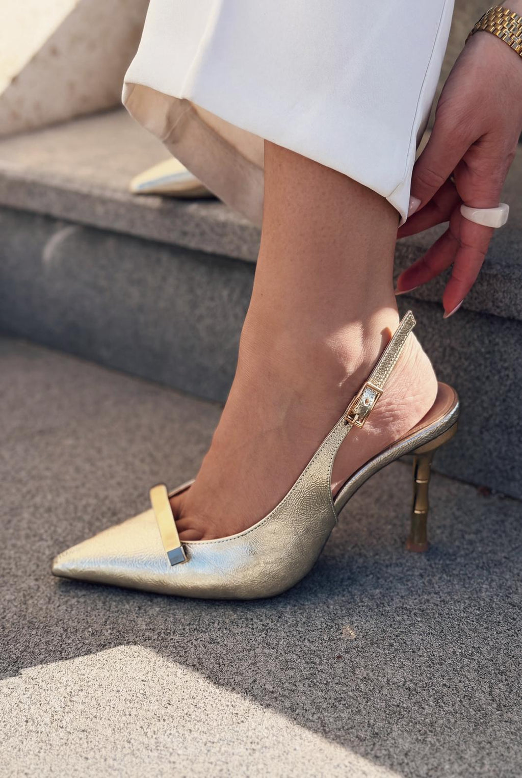 Norloven Gold Patent Faux Leather Women's Stilettos