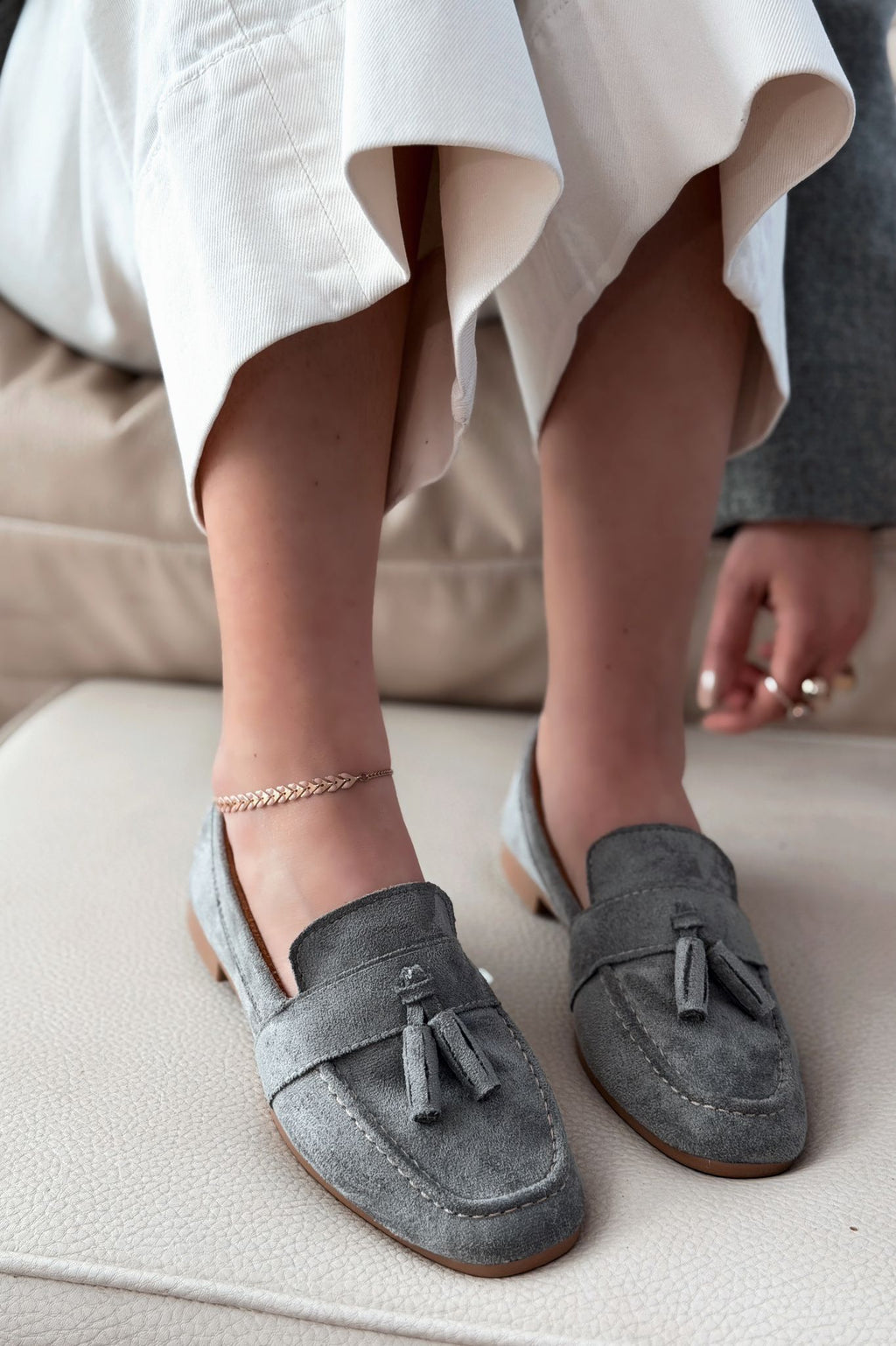 Olena Grey Suede Women's Loafers