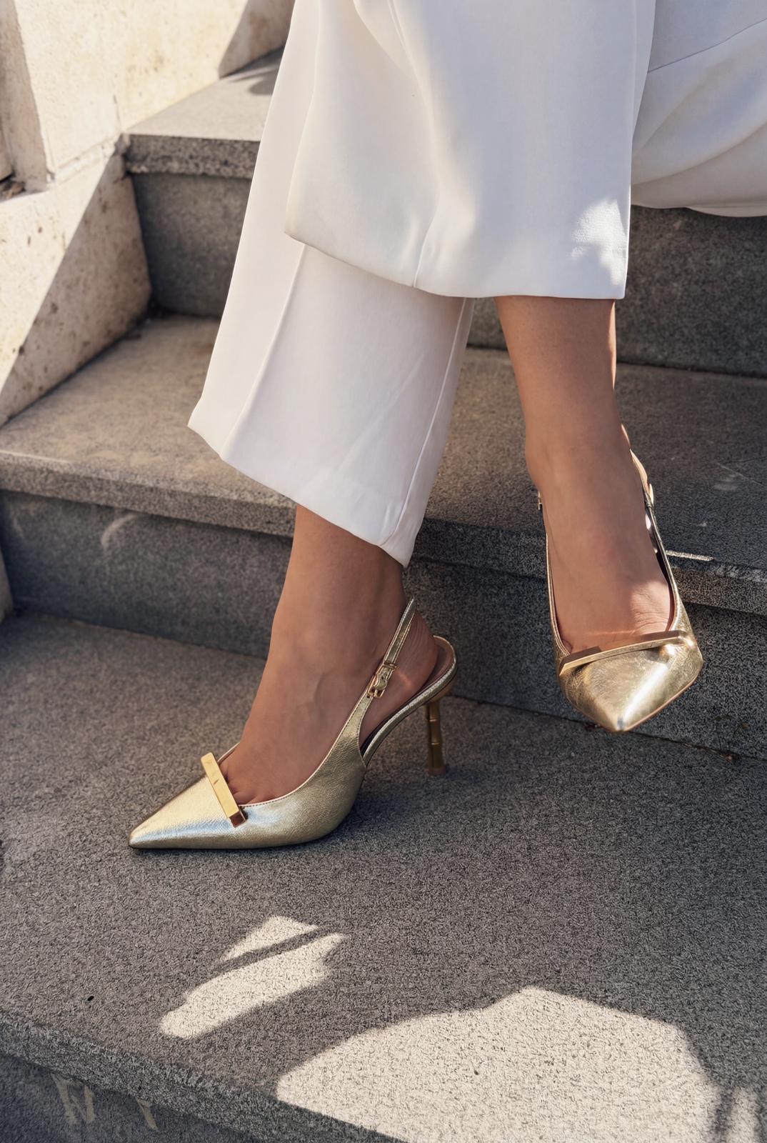 Norloven Gold Patent Faux Leather Women's Stilettos