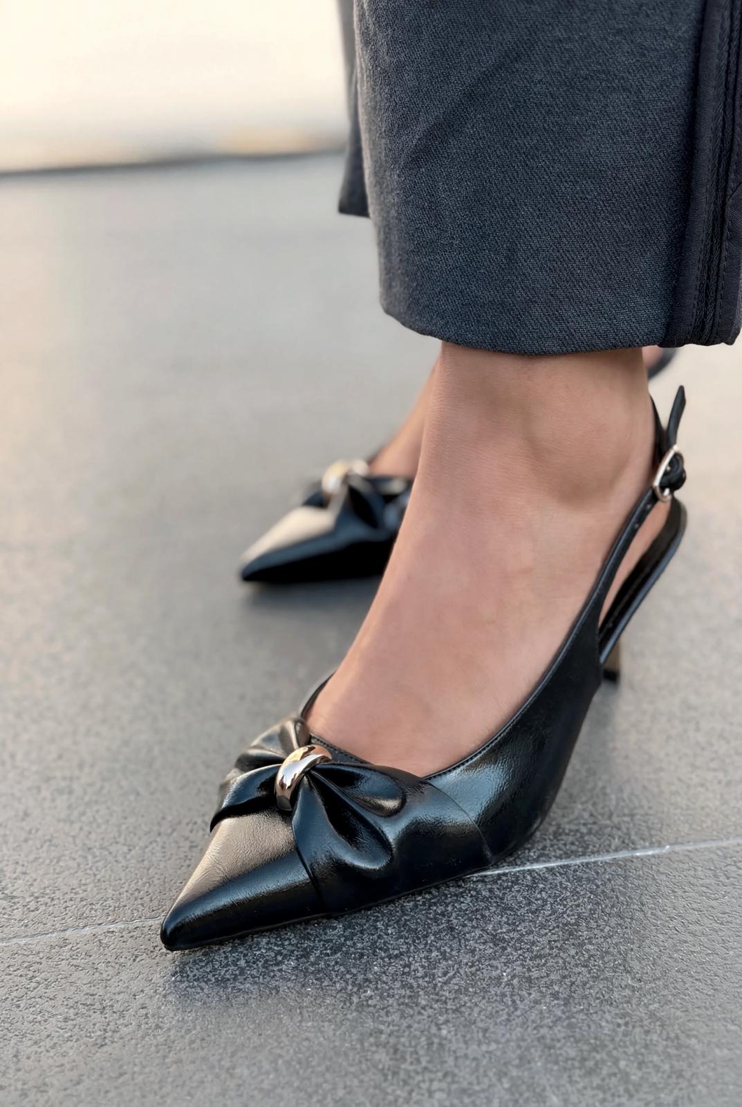Lorvani Black Faux Leather Women's Stilettos
