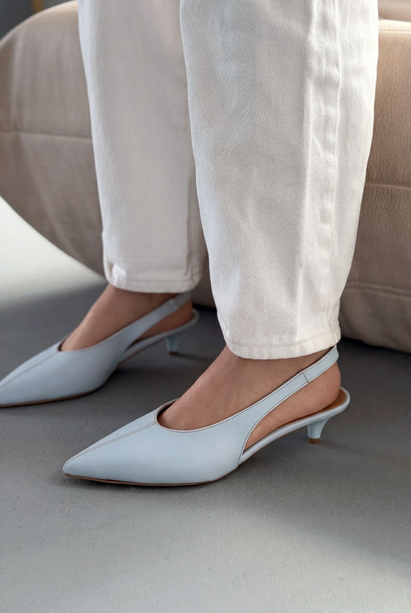 Selor Baby Blue Genuine Leather Faux Leather Women's Stilettos