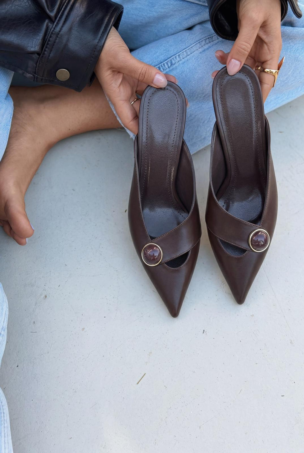 Delvor Light Brown Faux Leather Pumps