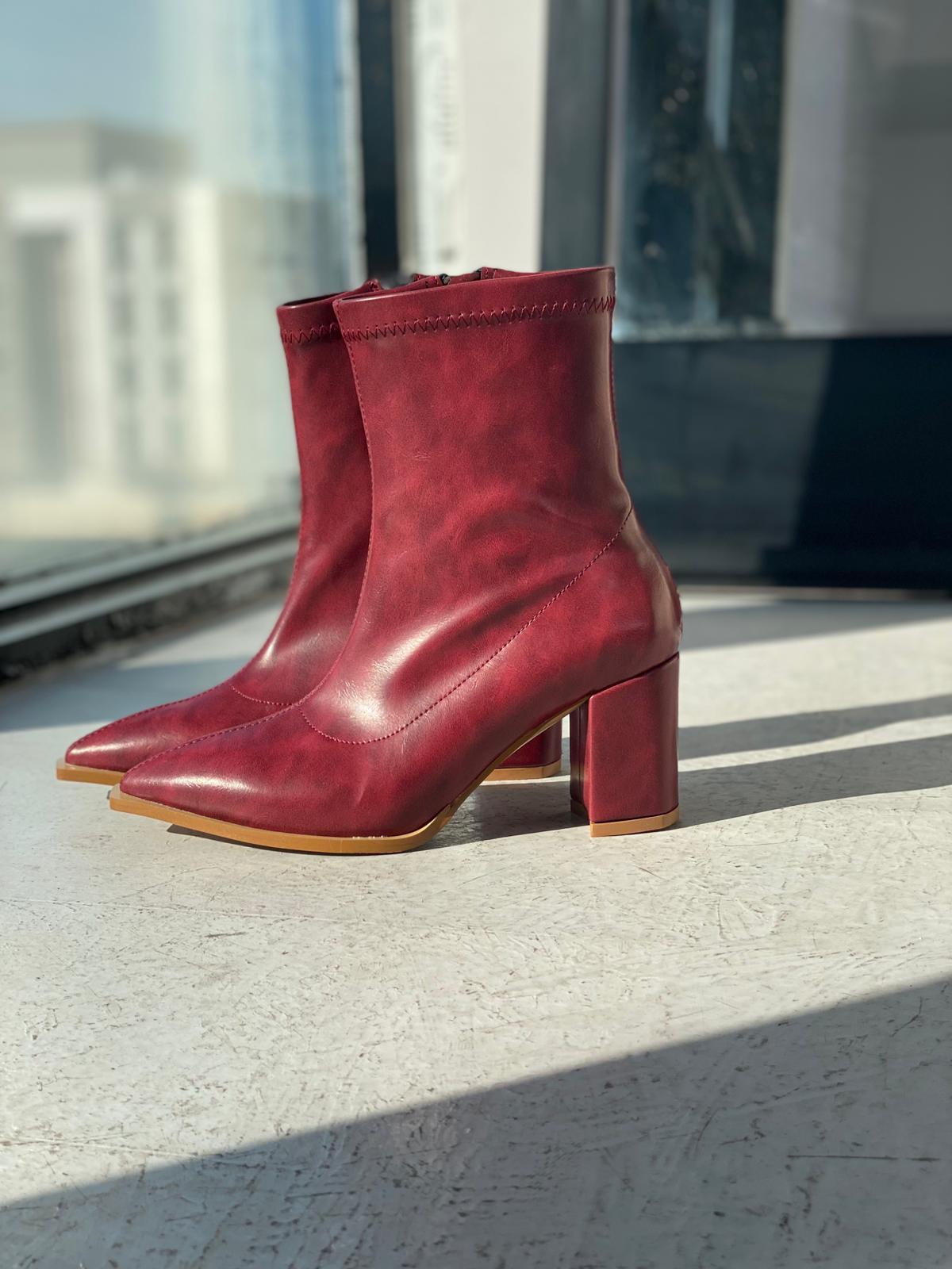 Selvora Bordeaux Faux Leather Women's Boots