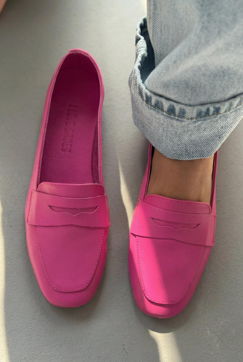 Melniel Fuchsia Genuine Leather Women's Loafers