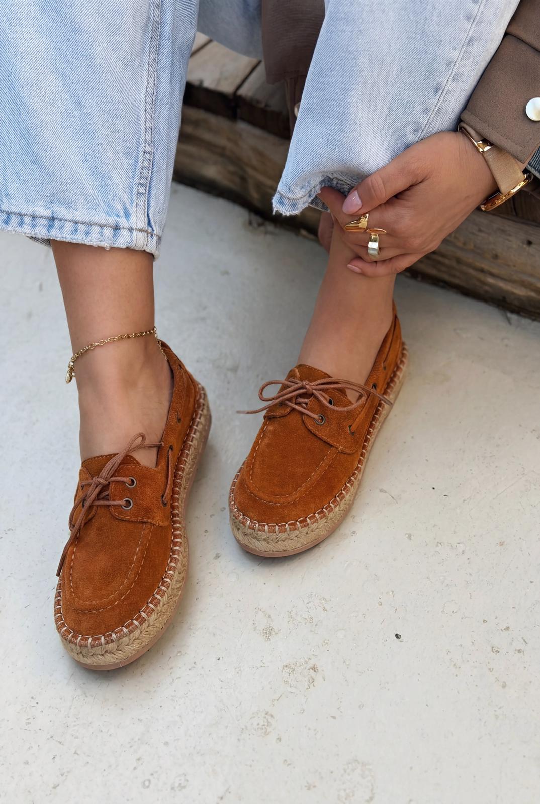 Selora Tan Genuine Suede Women's Loafers