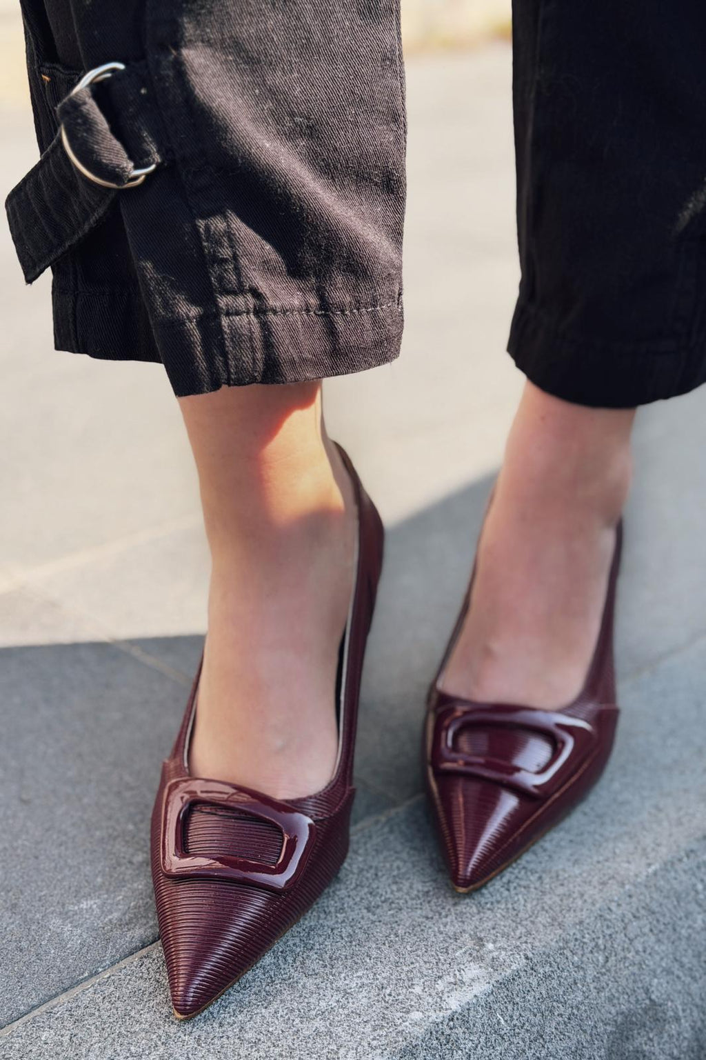 Finrel Burgundy Patent Faux Leather Women's Stilettos