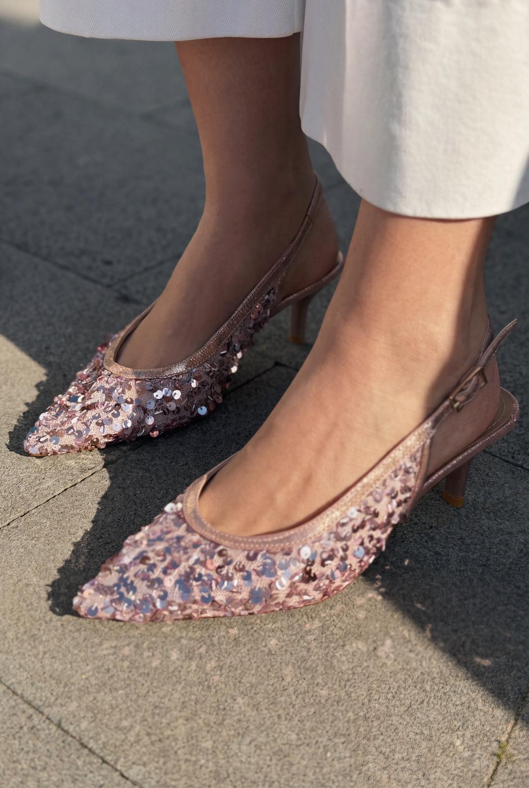 Selorine Pink Sequin Women's Stilettos