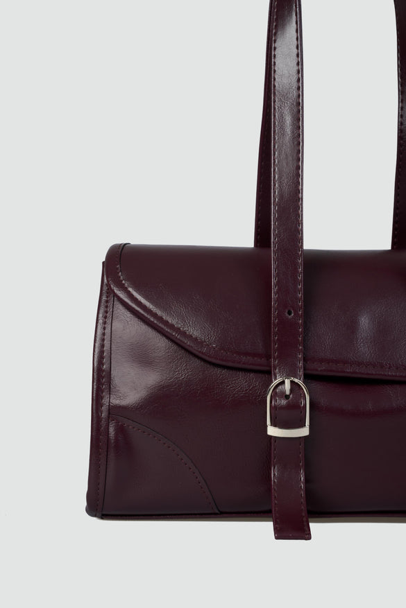 Laretta Vintage Baguette Bag Bordeaux Faux Leather