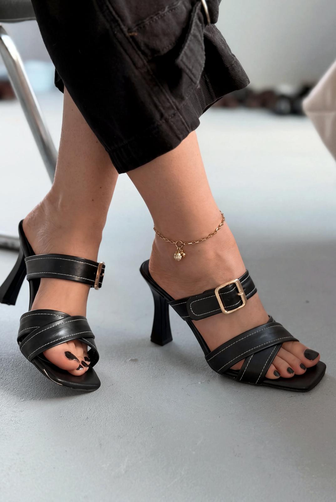 Norden Black Faux Leather Women's Pumps Mule