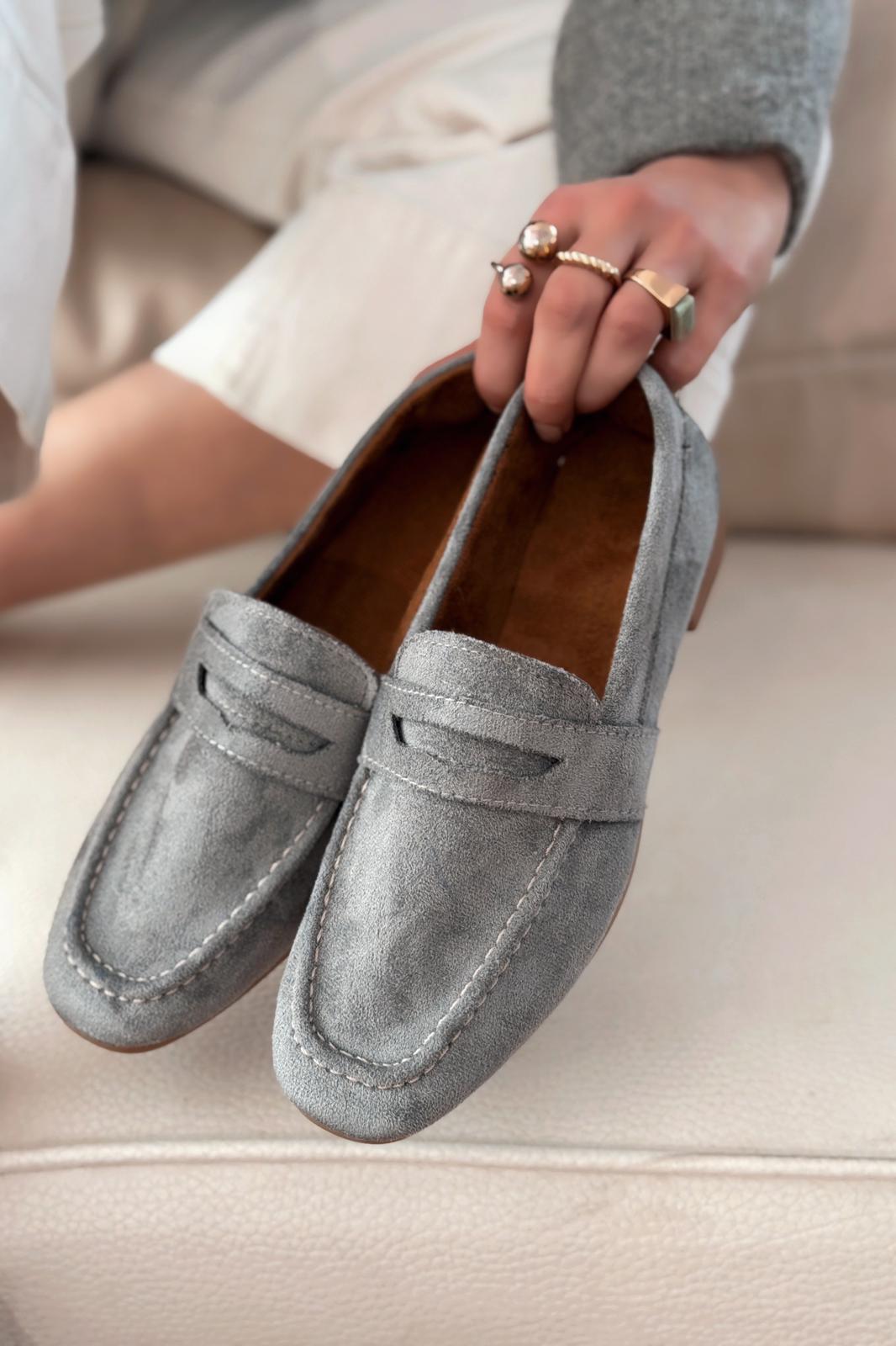 Orvino Gray Suede Women's Loafers