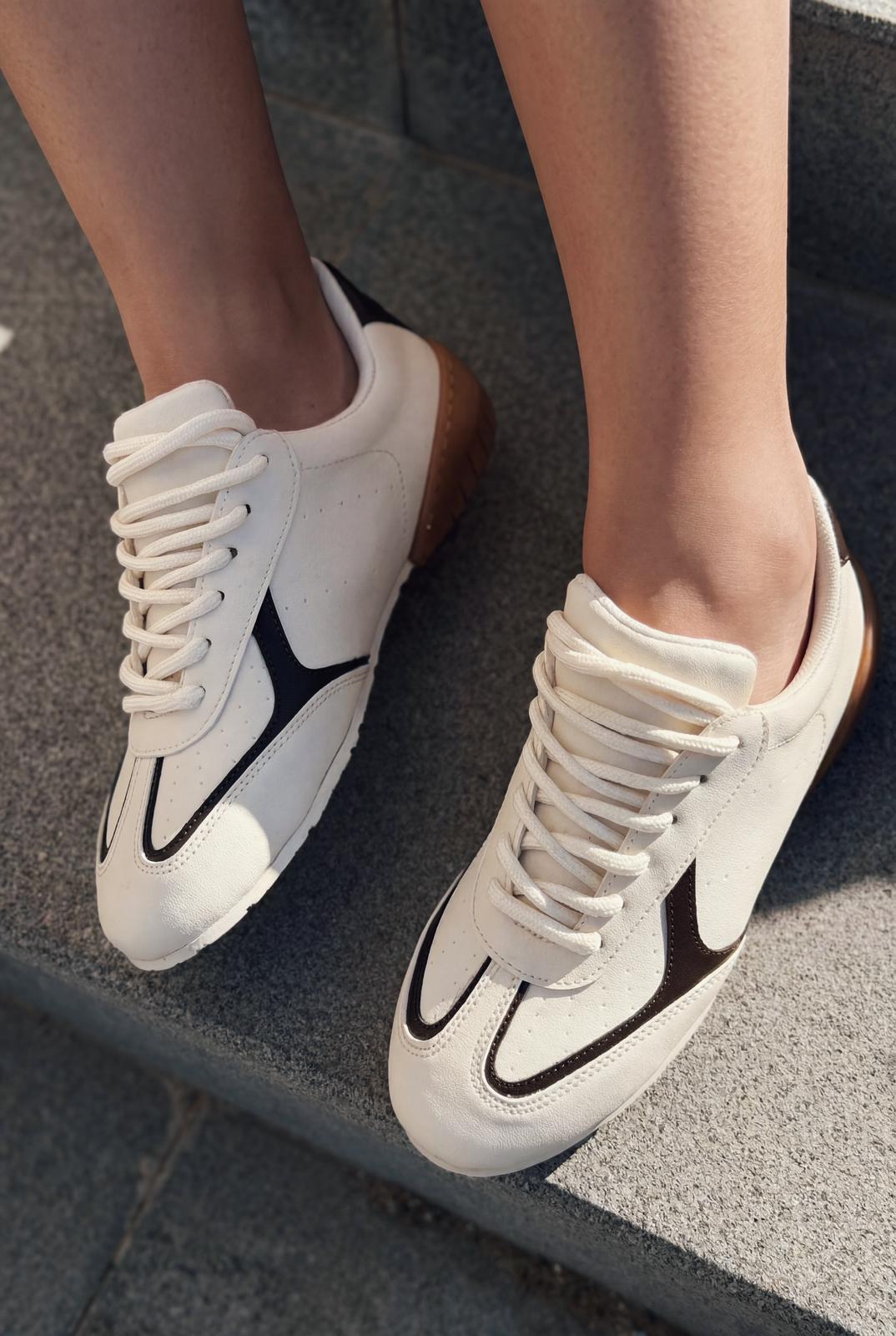Rosven Taupe Faux Leather Women's Sneakers