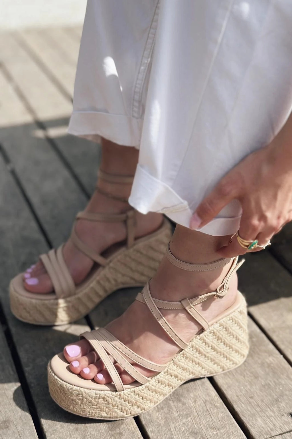 Forina Raffia Wedge Women's Sandals Nude