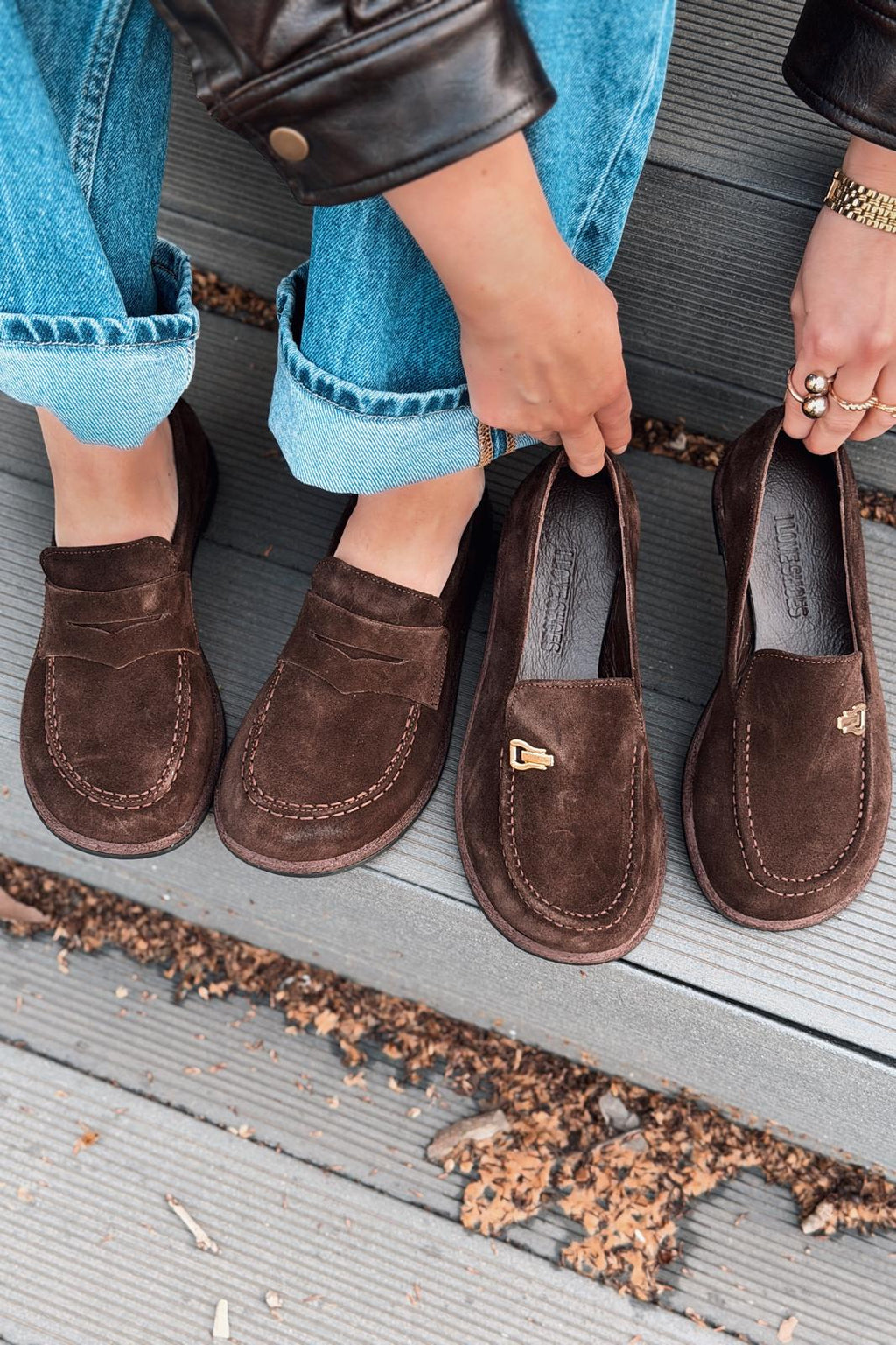 Rasen Dark Brown Genuine Suede Women's Loafers