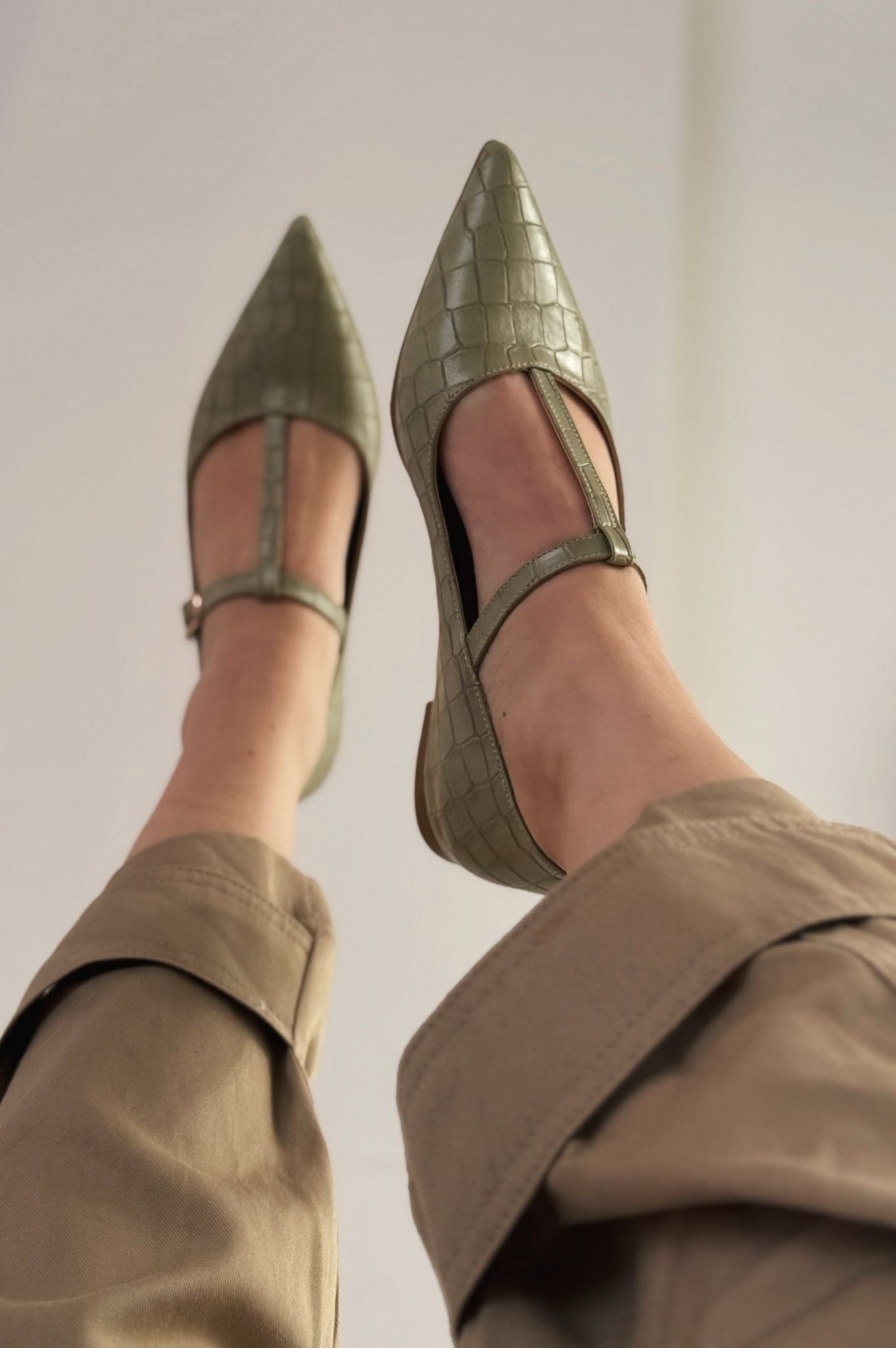 Cormel Mint Faux Leather Croc Detail Women's Pumps