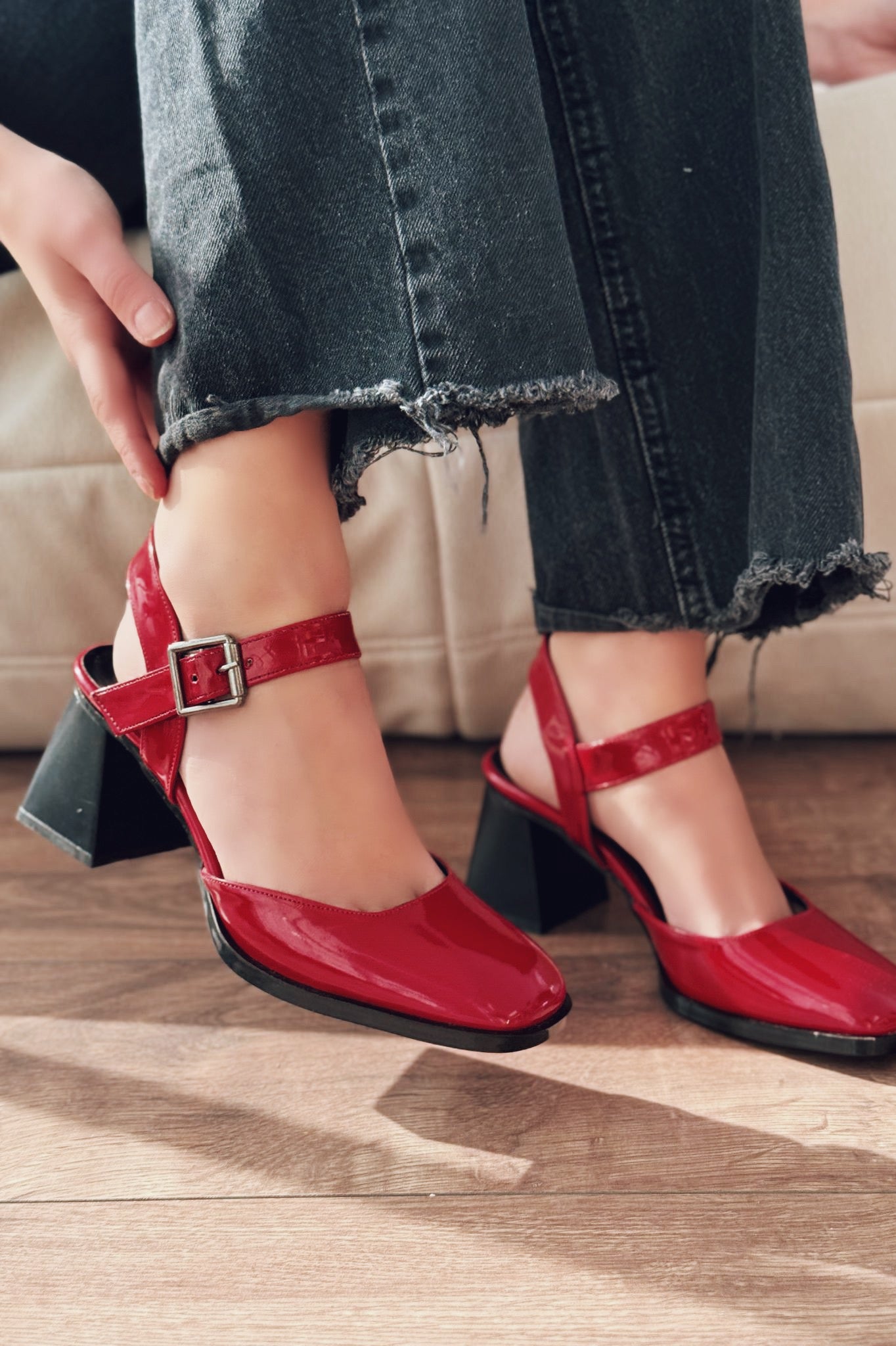 Melora Red Patent Faux Leather Women's Mary Jane