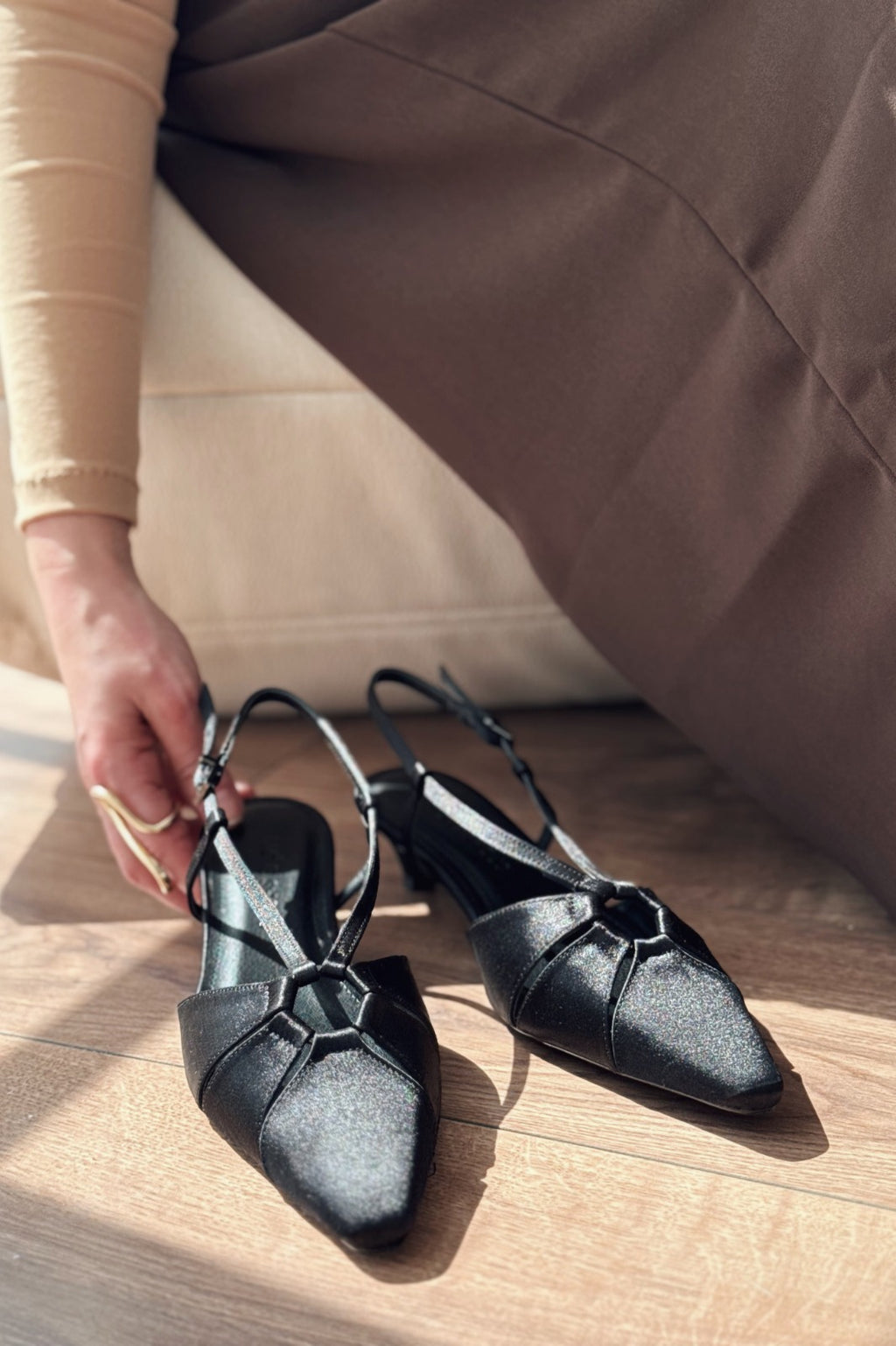Ozeras Black Satin Women's Stilettos