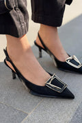 Talvine Black Satin Women's Stilettos