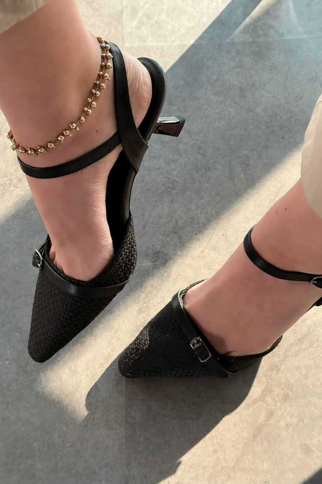 Rensowa Hasır Black Faux Leather Women's Stilettos