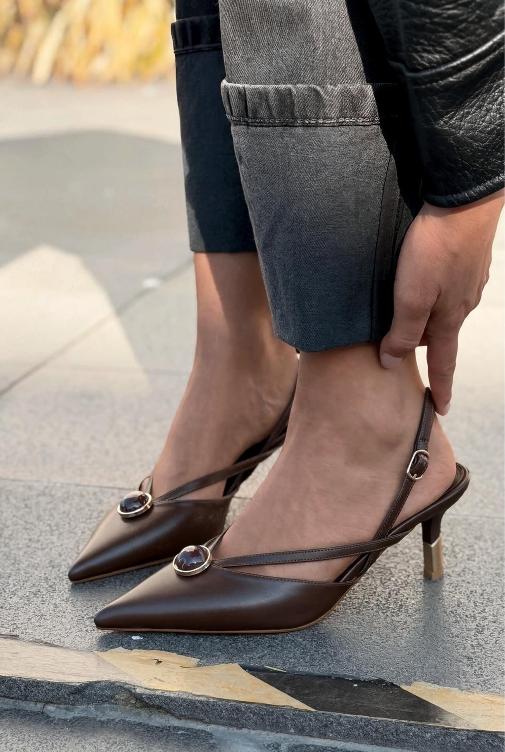 Lorisse Light Brown Faux Leather Women's Stiletto