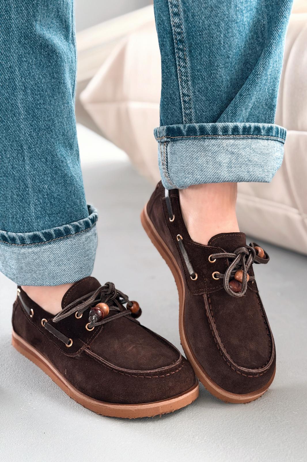 Armon Dark Brown Genuine Suede Women's Oxford Shoes