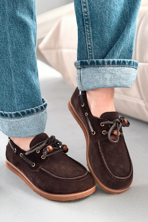 Armon Dark Brown Genuine Suede Women's Oxford Shoes