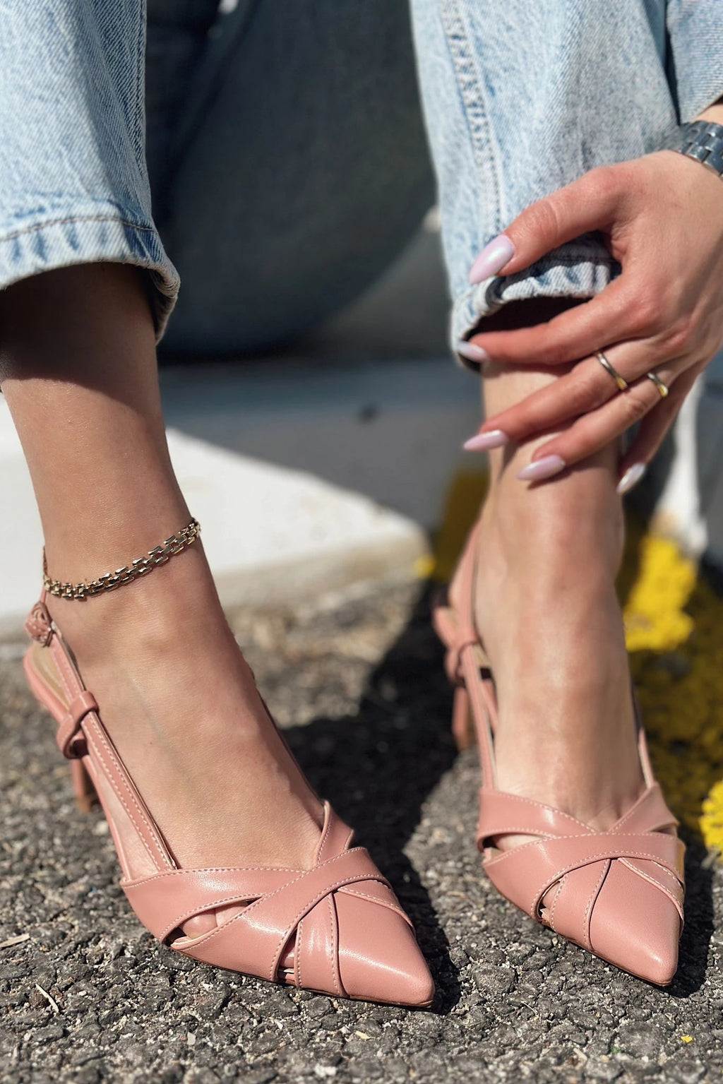 Peraps Blush Faux Leather Women's Stilettos