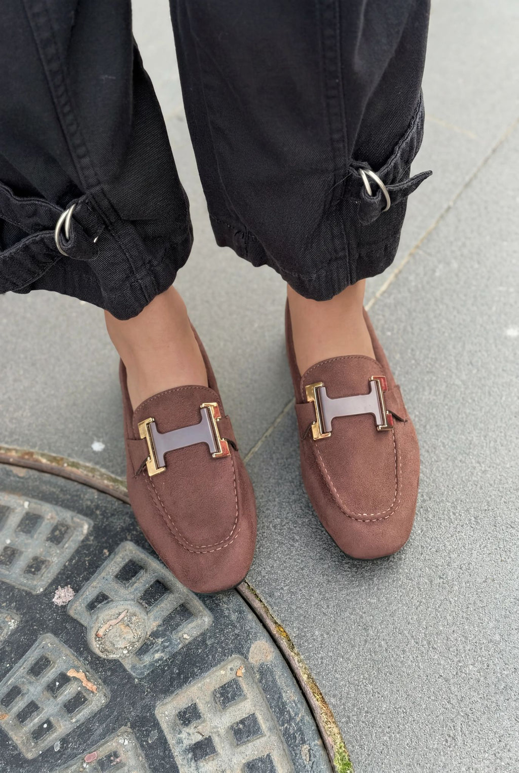 Elara Dark Brown Suede Women's Loafers
