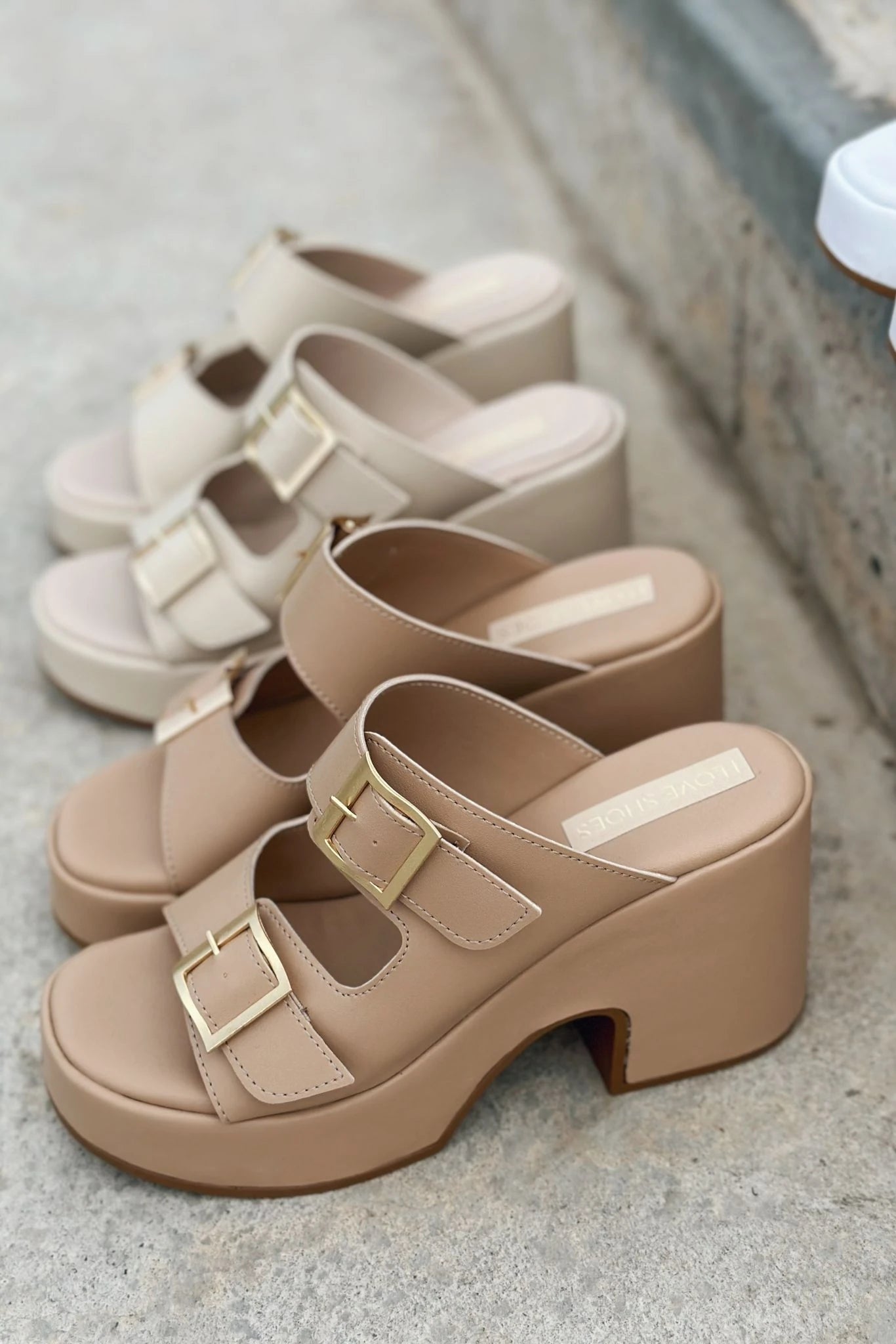 Livons Nude Faux Leather Platform Pumps Women's