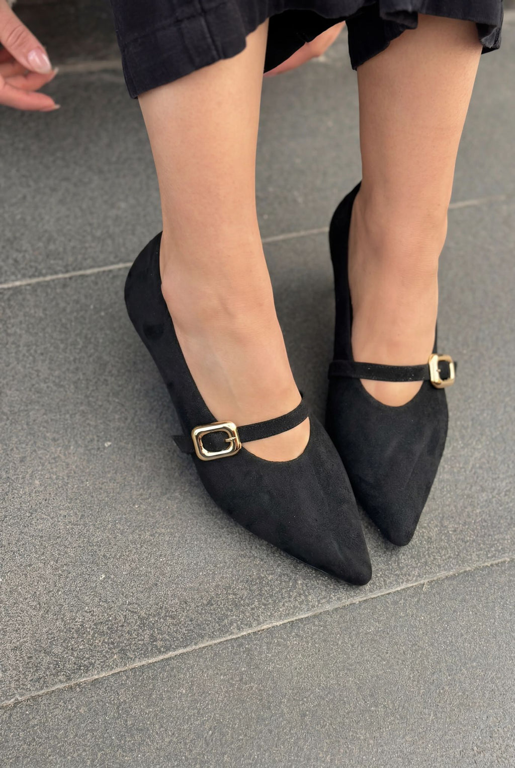 Karden Black Suede Genuine Leather Women's Stilettos