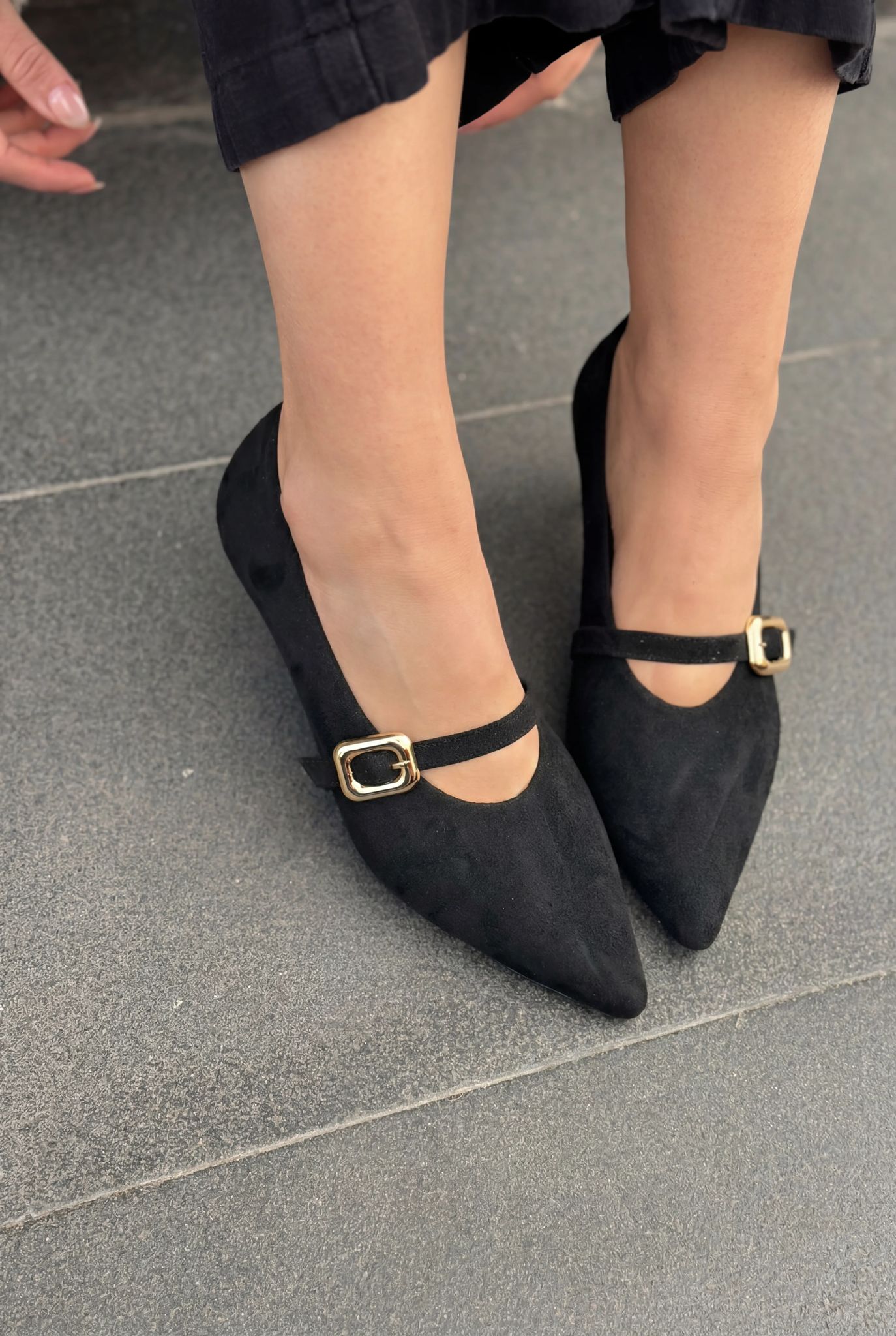 Karden Black Suede Genuine Leather Women's Stilettos