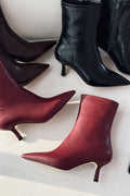 Orvex Women's Burgundy Faux Leather Stiletto Heel Boots