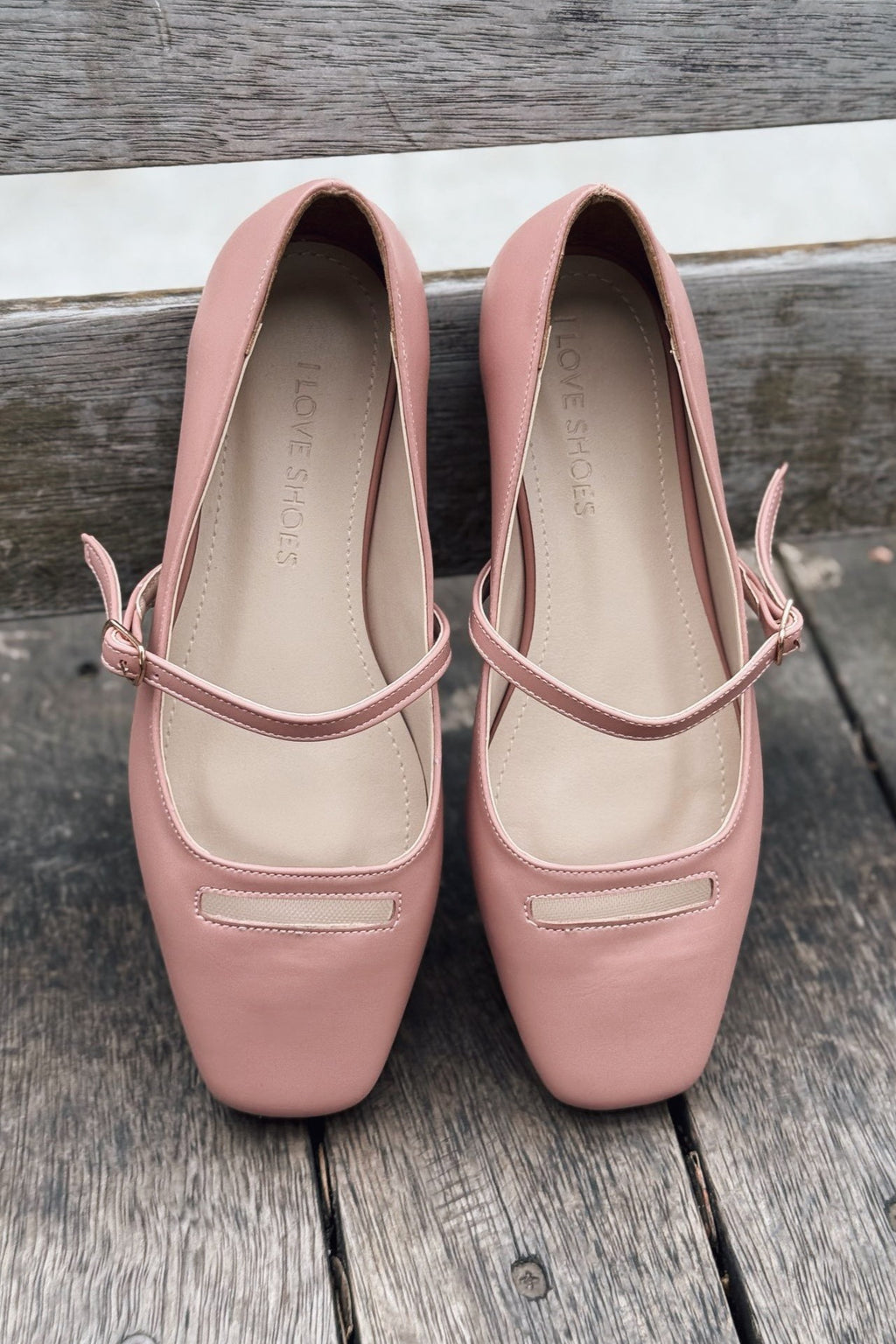 Lufora Blush Faux Leather Buckle Detail Women's Flats
